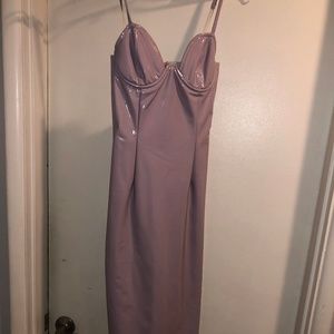 Oh Polly vinyl lavendar midi dress